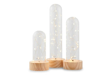 ガラスドームのデコレーションキャンドル　LEDライト　Bella　3点セット