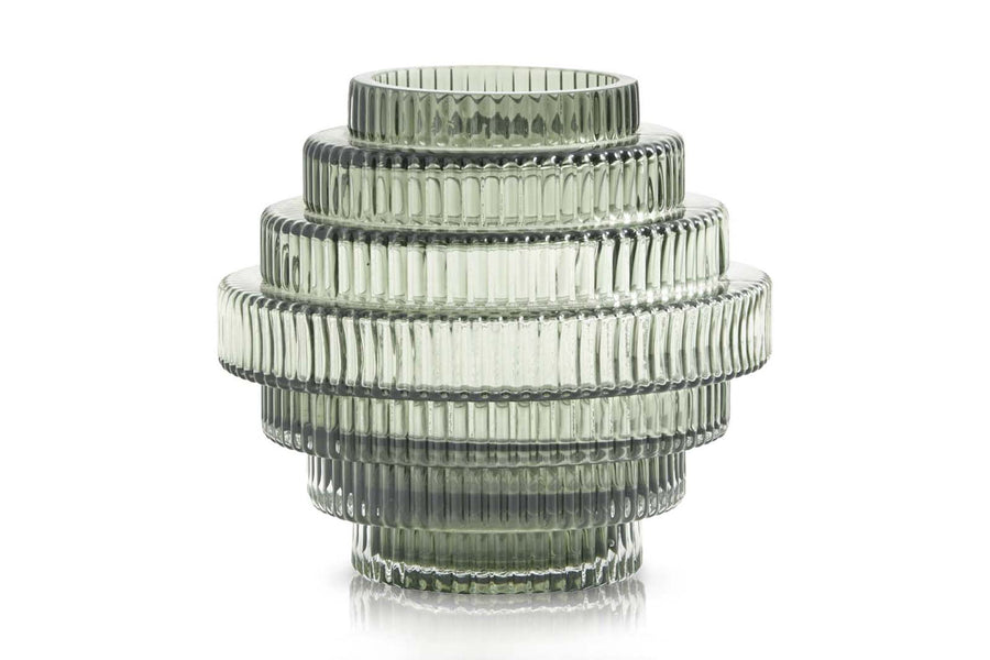 綺麗なグリーンのデコレーションベース/花瓶　RILL　高さ16cm