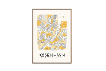 ポスター/アートプリント　30×40cm　Aleisha - Neighborhood Map - Copenhagen Yellow