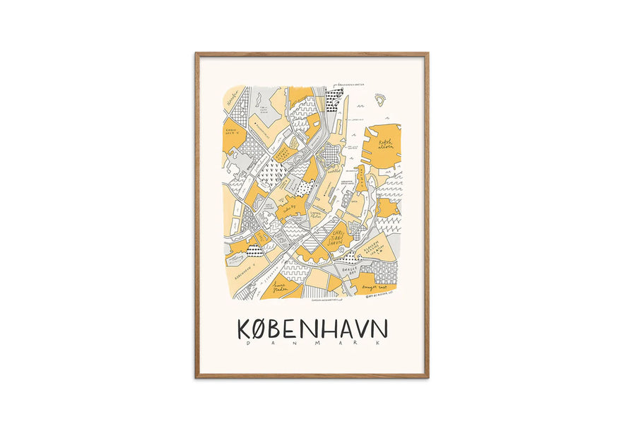 ポスター/アートプリント　30×40cm　Aleisha - Neighborhood Map - Copenhagen Yellow