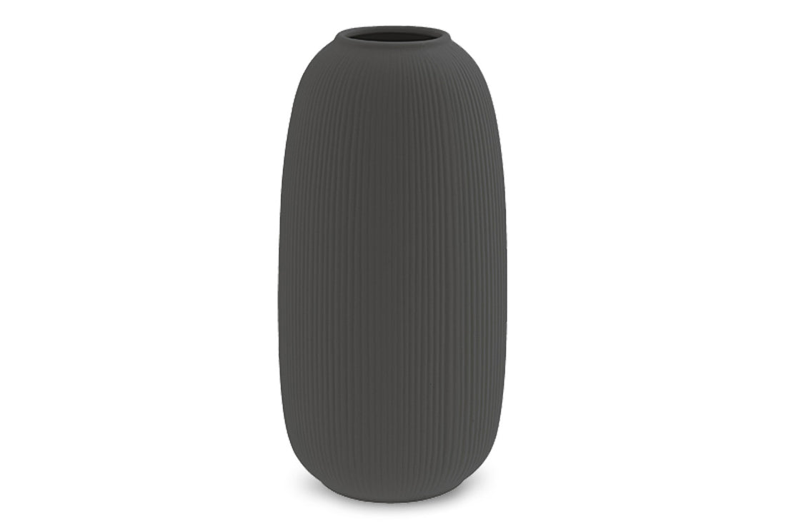 オーバル型のおしゃれなフラワーベース　Aby　高さ25cm　ダークグレー
