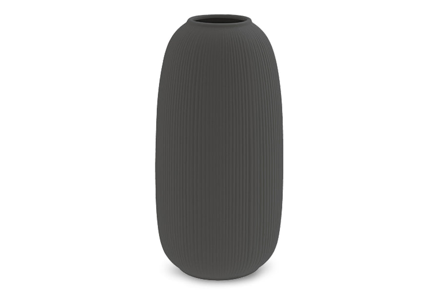 オーバル型のおしゃれなフラワーベース　Aby　高さ25cm　ダークグレー