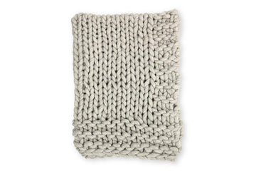 【在庫限り】ナチュラルな手編みのウールスロー　120×180cm