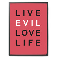 アルファベット　ポスター/アートプリント　50×70cm　LIVE EVIL LOVE LIFE