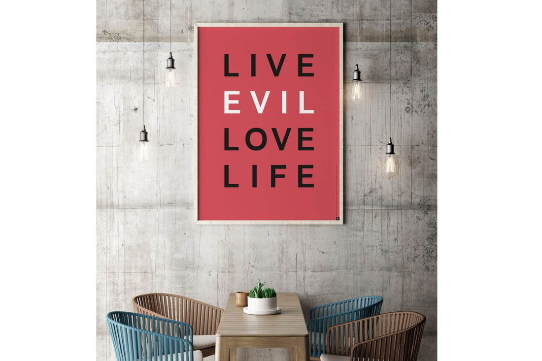 アルファベット　ポスター/アートプリント　50×70cm　LIVE EVIL LOVE LIFE