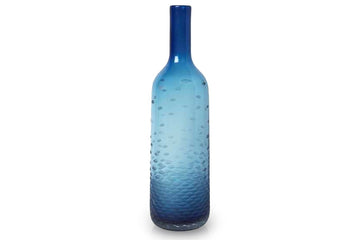 【在庫限り】マウスブローガラスのフラワーベース　ATLE　高さ42cm　ブルー