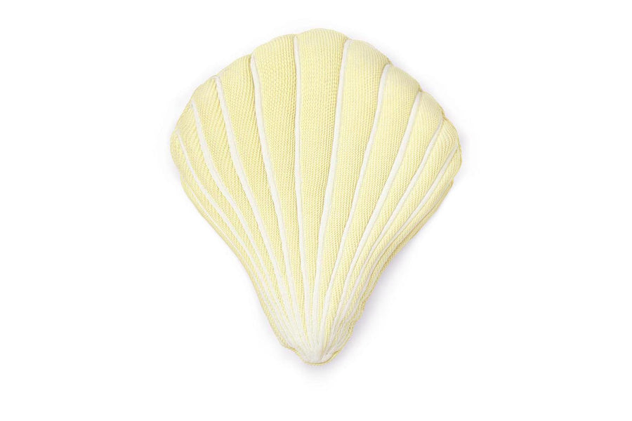 貝殻モチーフの装飾クッション　SEASHELL　ライトイエロー　中綿入り