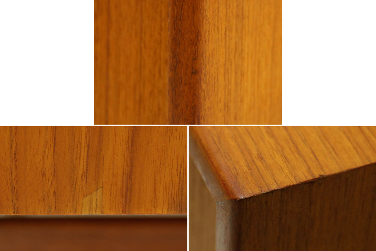 デンマークより買い付けた「Borgemogensen」デザインによるサイドボードです。デンマークの名工Soborg社によって作成された物です。現地でも中々手に入れる事が出来ないうえ、脚部がオーク材では無くチーク材が使用された希少なモデルです。飽きの来ない永くご使用いただけるシンプルなデザインです。置く場所を選ばない小ぶりなサイズ感で、使い勝手も良好です。