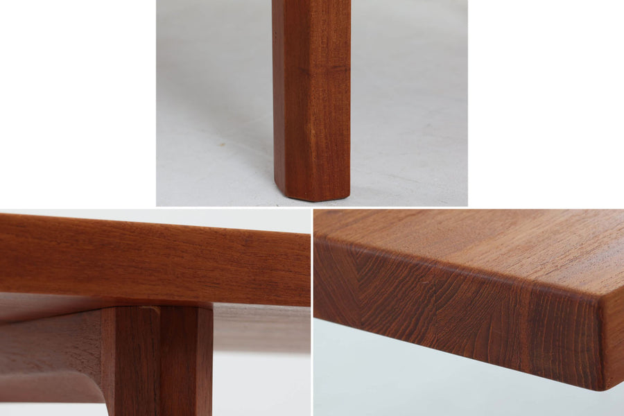 北欧より買い付けたIllumWikkelsoデザインのセンターテーブルです。シンプルなフォルムですが、無垢の集成材の繋ぎ方がユニークでチーク材ならではの木目を楽しんでいただけます。使いやすいサイズ感です。お気に入りのトリプルソファと併せてご使用ください。