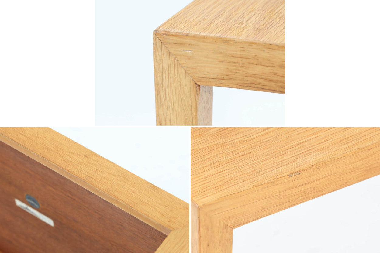 北欧より買い付けたサイドテーブルです。天板と脚の角はトメ加工が施されています。SeverinHansenJr.の代表的なデザインです。オーク材の希少なモデルです。