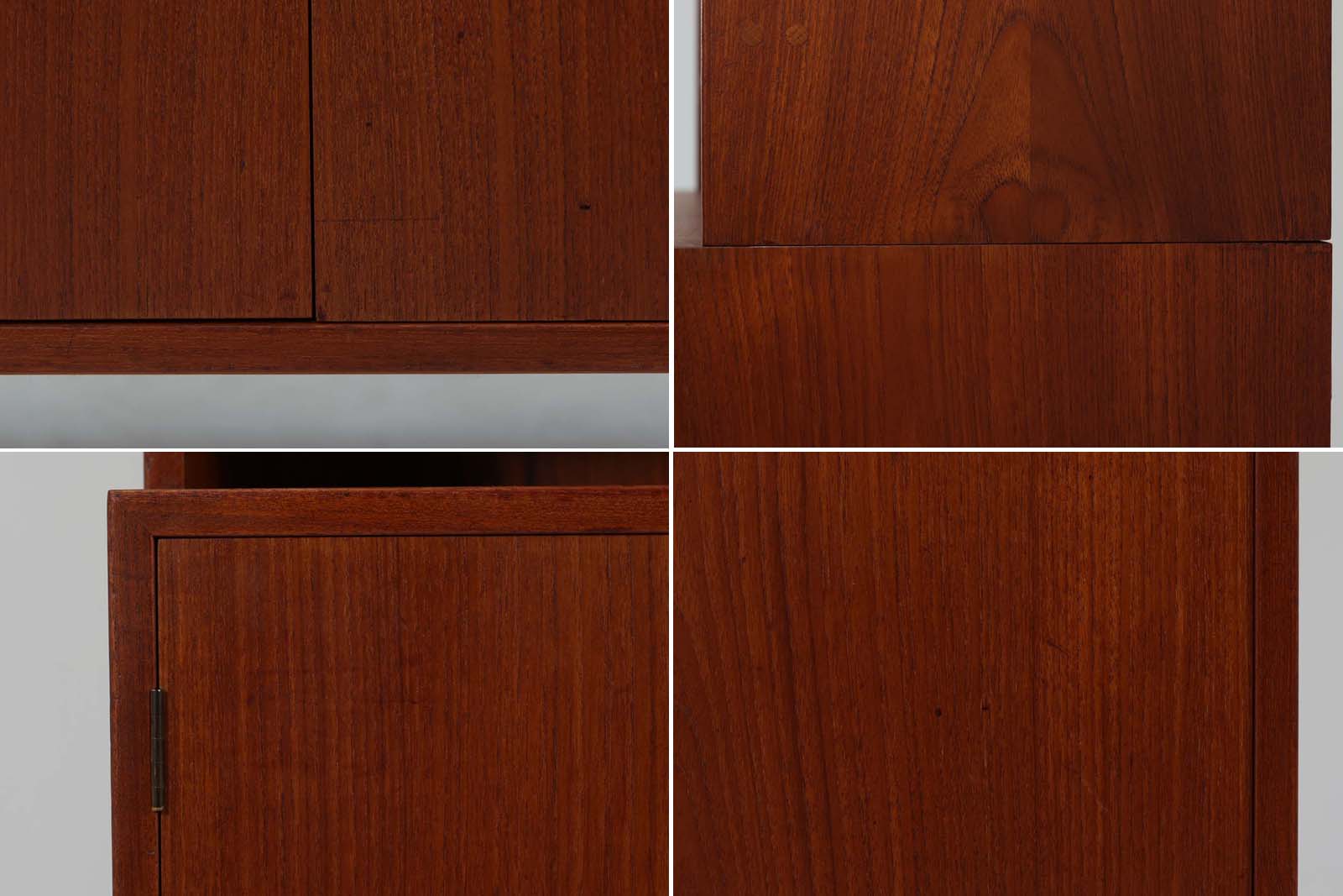 北欧より買い付けたHansJ.Wegnerデザインのブックシェルフです。彼のキャビネット類を数多く手がけたRYmobler社製の本棚です。シンプルなデザインながらも要所要所にウェグナーらしいデザインが施してあり、実用性にも優れている逸品です。本体がチーク材（足摺りのみオーク材）の希少なモデルです。