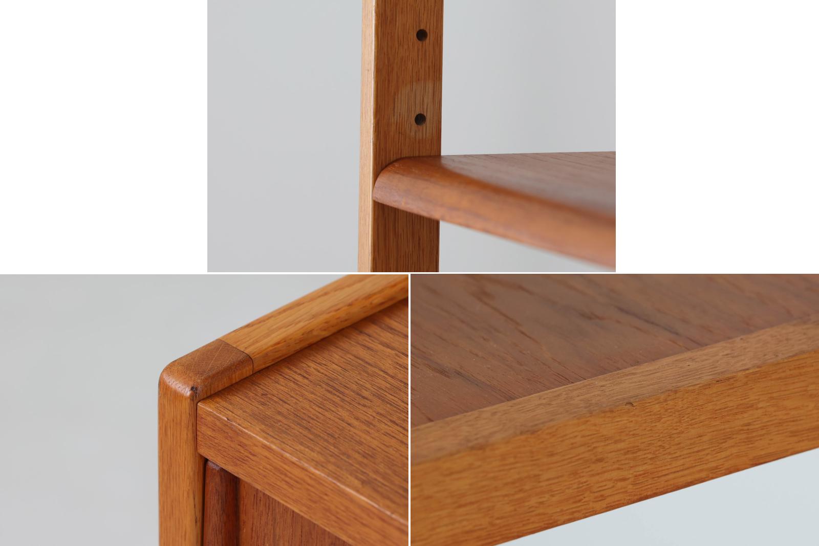 スウェーデンより買い付けたオープンシェルフです。引き戸とオープンタイプの棚板の非常にシンプルなモデルです。B.Fridhagenならではのチーク材とオーク材の組み合わせが素敵です。