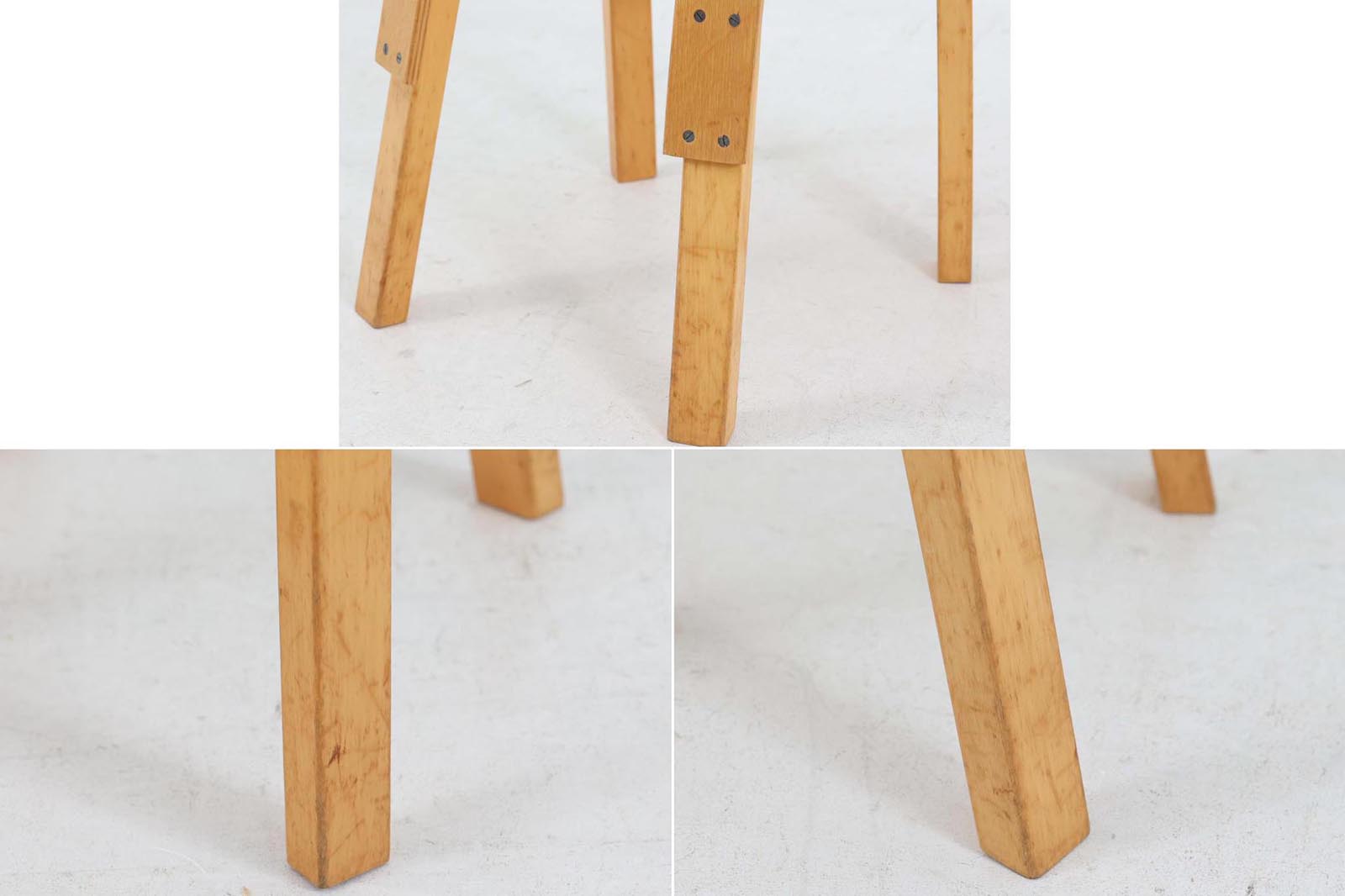 北欧より買い付けたアアルトデザインの1960～1970年代頃に製造されたと思われるNo.65チェアです。座面に経年変化が楽しめるリノリウム素材が使用されています。経年により色味が濃くなったバーチ材が魅力的です。マイナスビスが使用された古いタイプは現地でも少なくなってきております。