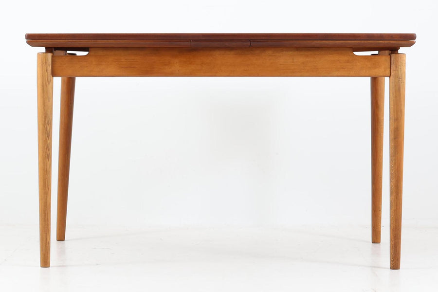 デンマーク製　エクステンションダイニングテーブル　幅 123cm　チーク×ビーチ材　北欧家具ビンテージ