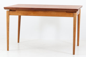 デンマーク製　エクステンションダイニングテーブル　幅 123cm　チーク×ビーチ材　北欧家具ビンテージ