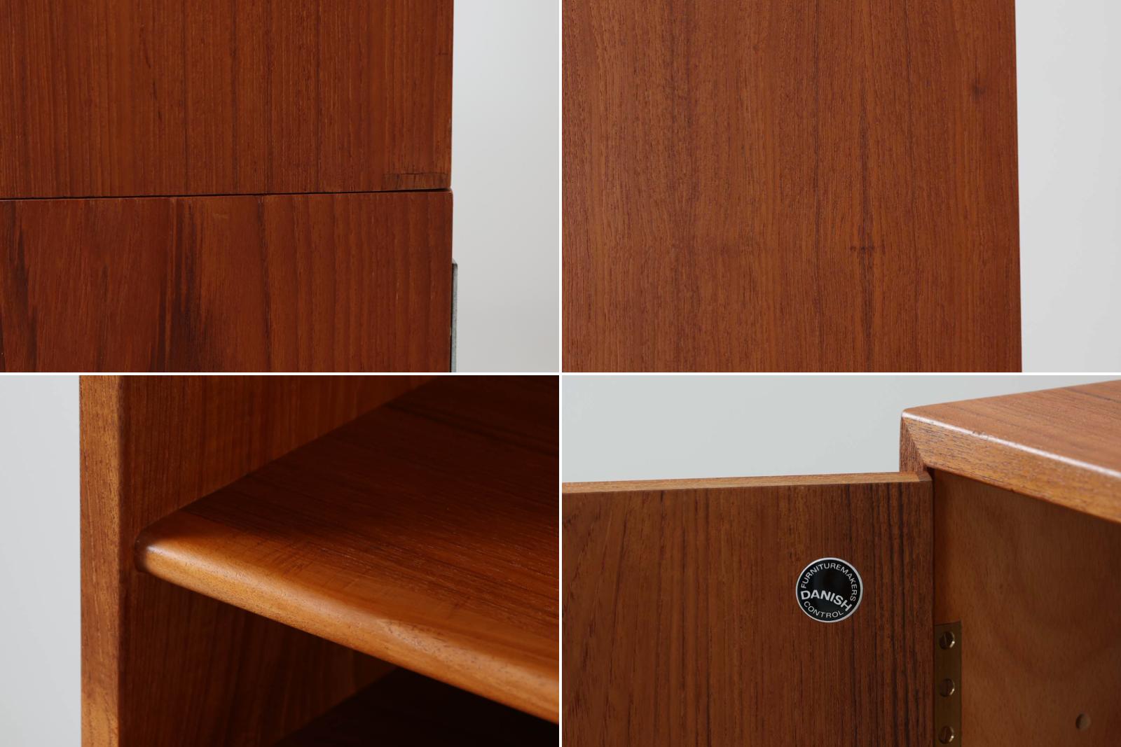 北欧より買い付けたHansJ.Wegnerデザインのブックシェルフです。彼のキャビネット類を数多く手がけたRYmobler社製の本棚です。シンプルなデザインながらも要所要所にウェグナーらしいデザインが施してあり、実用性にも優れている逸品です。本体がチーク材（足摺りのみオーク材）の希少なモデルです。