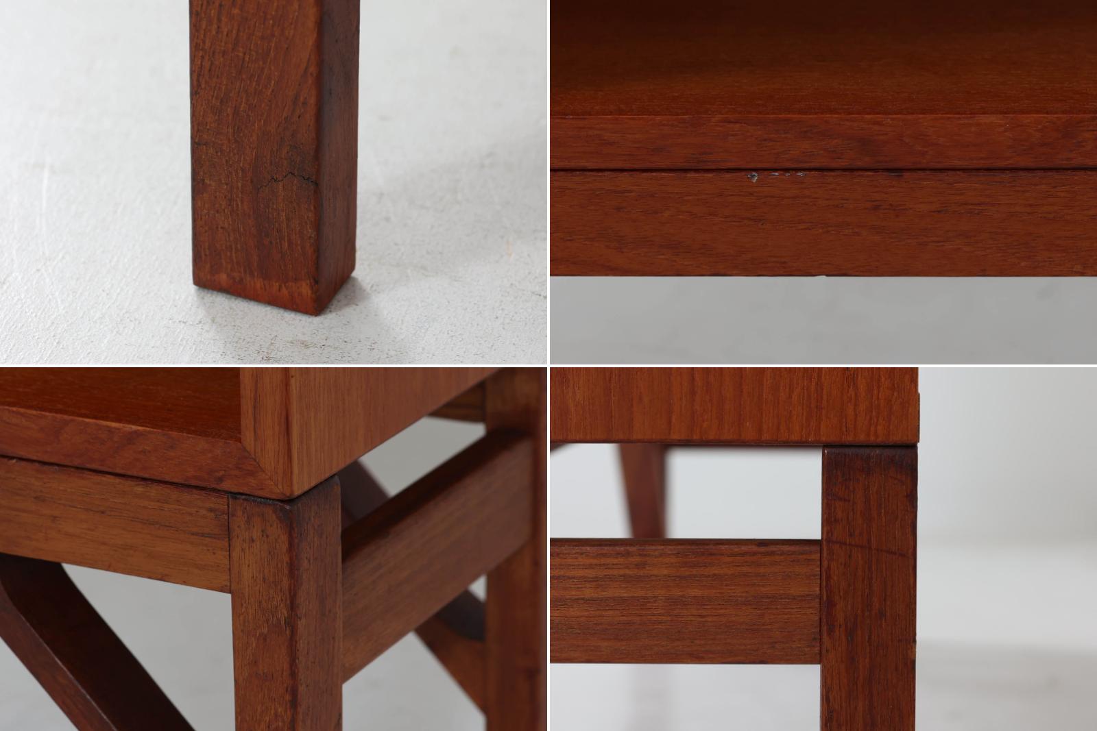 Borgemogensen(ボーエ・モーエンセン)によってデザインされたブックシェルフです。一見シンプルなフォルムですが、脚部がデザインポイントになっています。良質なチーク材が使用されており、FDB社によって細かい所まで丁寧に作成されています。使い勝手の良いサイズだと思います。本体、脚両方にチーク材が使用された希少なモデルです。