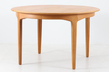 希少　デンマーク製　Henning Kjaernulf　円形　エクステンションダイニングテーブル　直径115cm　オーク材　北欧家具ビンテージ