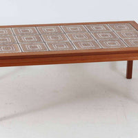 デンマーク製　タイルトップセンターテーブル　幅134cm　チーク材　北欧家具ビンテージ