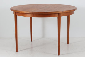 デンマーク製　円形　エクステンションダイニングテーブル　直径114cm　チーク材　北欧家具ビンテージ