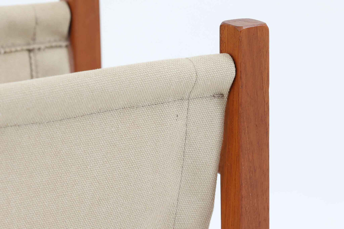 北欧　マガジンラック　チーク材 デンマークから チークxキャンバス マガジンラック 北欧家具