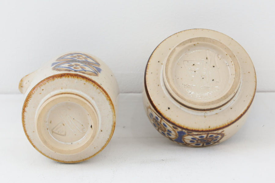 デンマーク　Bornholmsk Keramik製　シュガーボウル&クリーマーセット