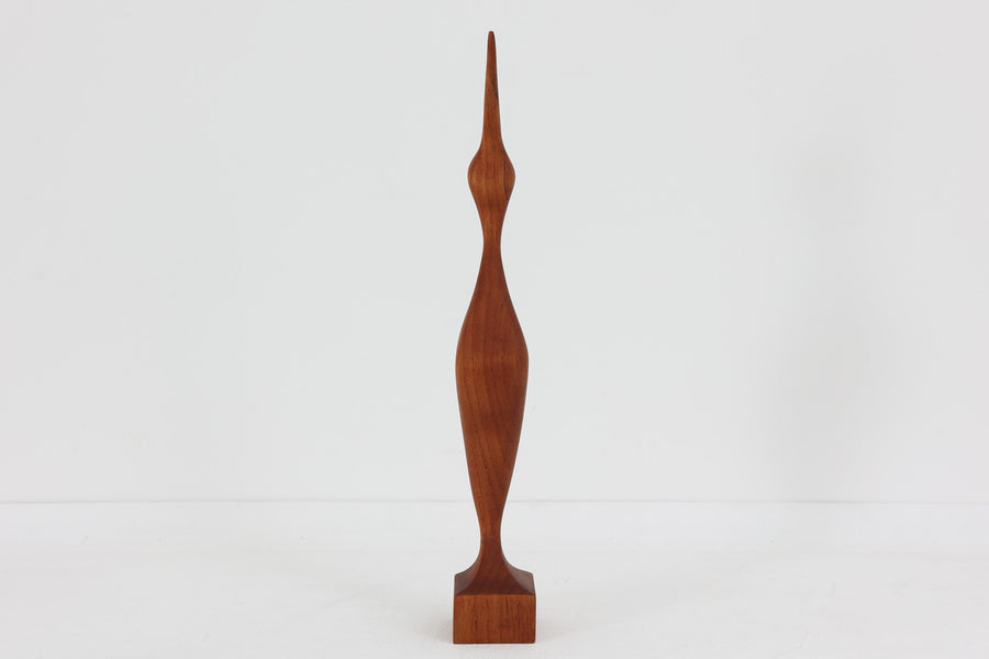 北欧ビンテージ雑貨　チーク材無垢材でできた小さな鳥のアートピース/オブジェ　高さ37cm
