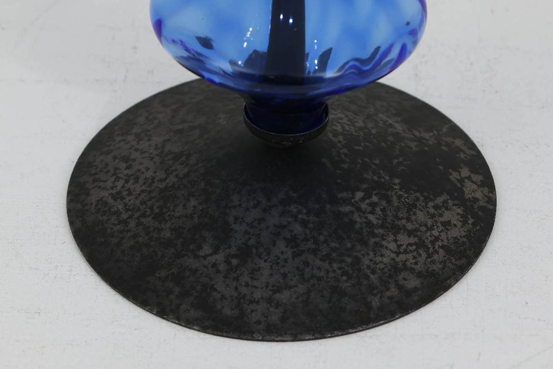 ErikHoglundのキャンドルホルダーです。ブルーガラスが非常に美しいお品、こちらは比較的大きな作品になります。