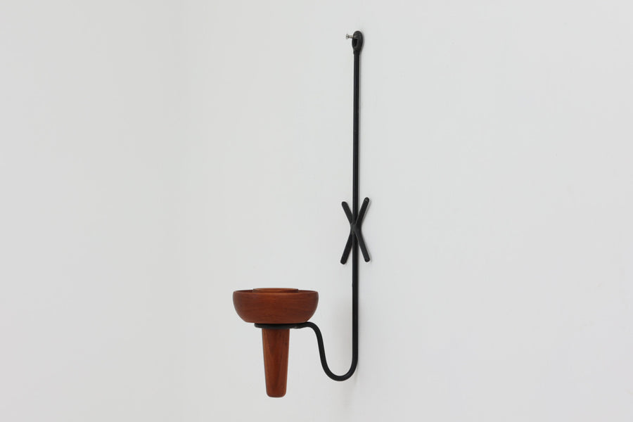 スウェーデン製　STAKO社　チーク材とアイアンのウォールキャンドルホルダー/ウォールデコレーション
