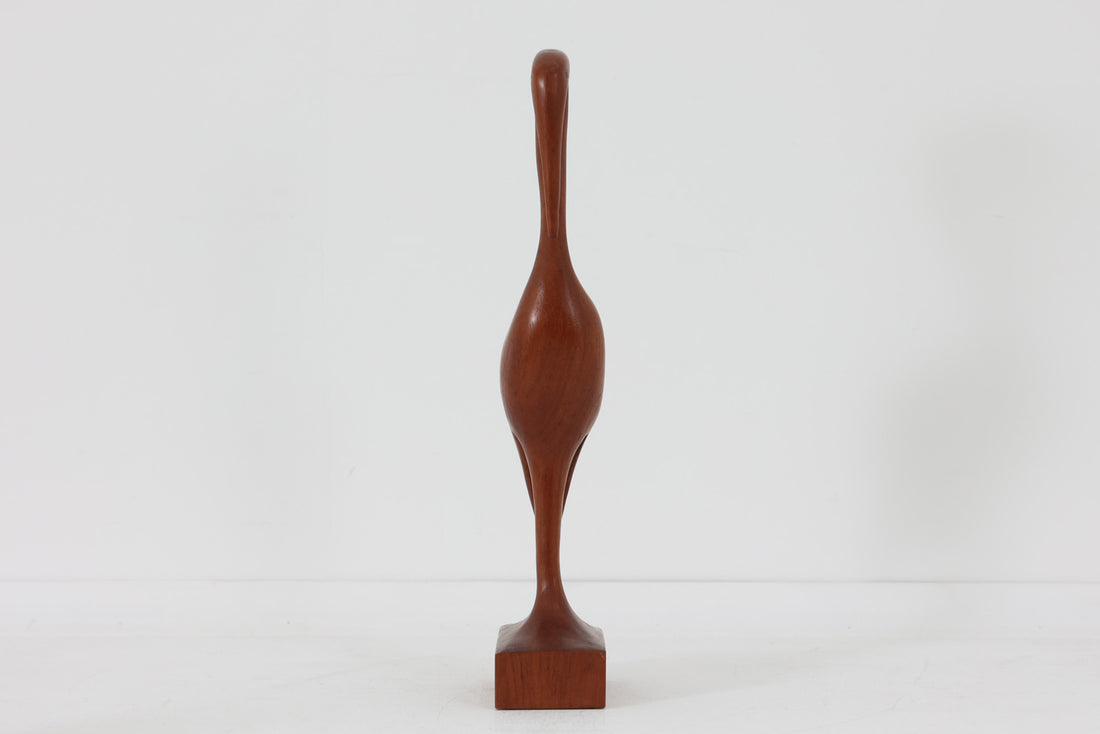 北欧ビンテージ雑貨　チーク材無垢材でできた鳥のアートピース/オブジェ　高さ32cm