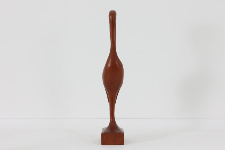 北欧ビンテージ雑貨　チーク材無垢材でできた鳥のアートピース/オブジェ　高さ32cm