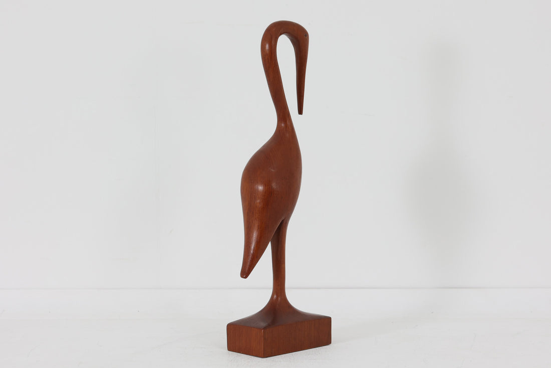 北欧ビンテージ雑貨　チーク材無垢材でできた鳥のアートピース/オブジェ　高さ32cm