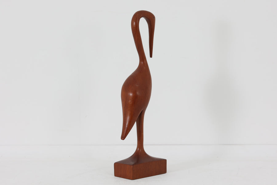 北欧ビンテージ雑貨　チーク材無垢材でできた鳥のアートピース/オブジェ　高さ32cm
